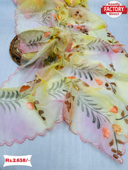 Designer Hand Printed Fancy Organza Saree