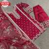 Maroon Organza Kurtha Palazzo Dupatta Set