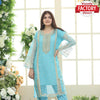 Sky Blue Organza Kurtha Palazzo Dupatta Set