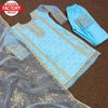 Sky Blue Organza Kurtha Palazzo Dupatta Set