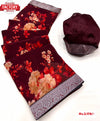 Reddish Brown Floral Saree With Zari Weaving Border