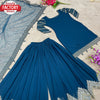 Teal Blue Designer Kurtha Sharara Dupatta Set