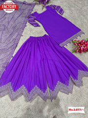 Purple Designer Kurtha Sharara Dupatta Set