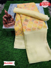 Moss Chiffon Foil Work Saree