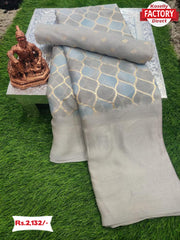 Moss Chiffon Foil Work Saree