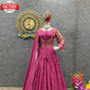Magenta Embroidered Gown Dupatta Set