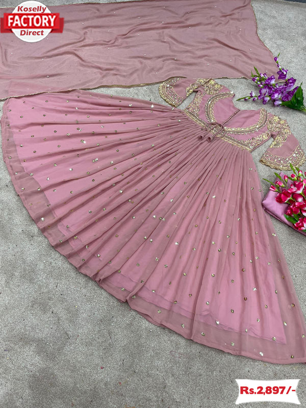 Light Pink Embroidered Gown Dupatta Set