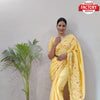 Yellow Dola Silk Saree With Embroidery Work and Belt