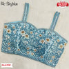 Sky Blue Spaghetti Western Embroidered Blouse