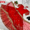 Red Embroidered Gown Dupatta Set