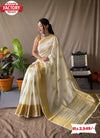 Off-white Pure Soft Silk Saree