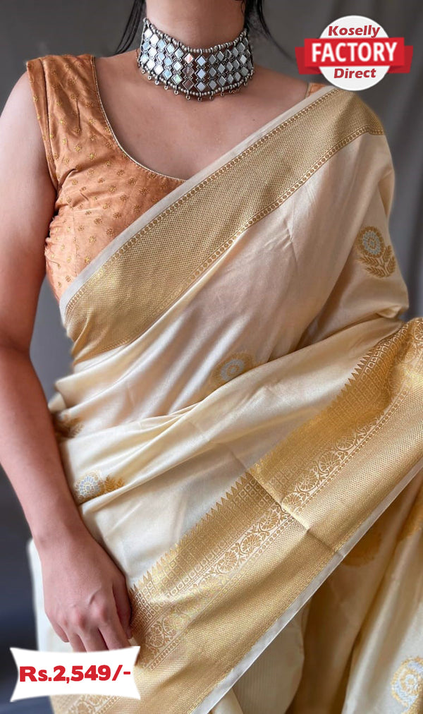 Golden Pure Soft Silk Saree
