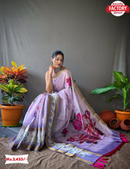 Floral Linen Check Saree