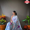 Floral Linen Check Saree