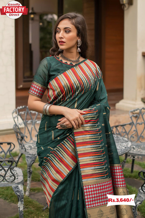 Pure Tussar Silk Designer Saree