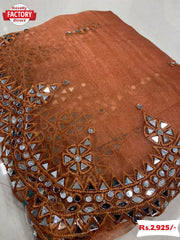 Organza Silk Saree with Mirror-work