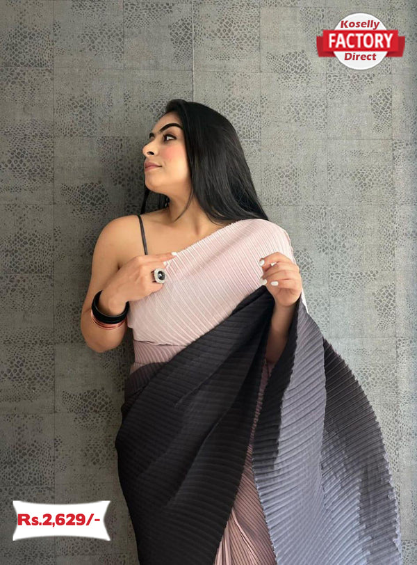 Designer Multi-shaded Crush Saree