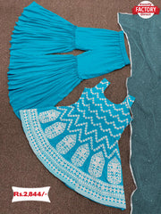 Sky Blue Kurtha Sharara Dupatta Set
