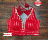 Red Designer Silk Embroidered Blouse