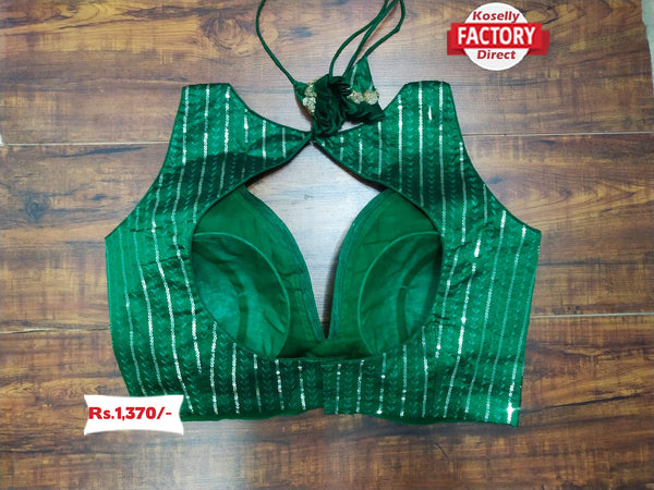 Green Designer Silk Embroidered Blouse