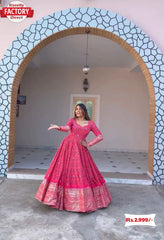 Pink Embroidered Gown with Dupatta