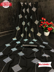 Black Swarovski Stone-work Designer Saree