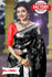 Rose Floral Black Saree with Silver Zari Jacquard Work