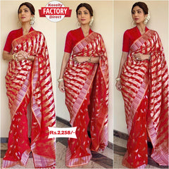 Red Shilpa Shetty Silk Sparrow Saree