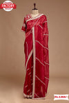Red Sequins And Zari Worked Partywear Saree