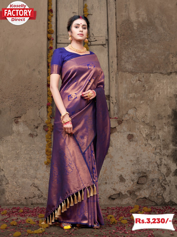 Purple Pure Silk Rich Zari Banarasi Saree