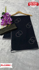 Black Zomato Silk Stone Work Partywear Saree