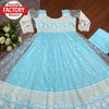 Sky Blue Embroidered Gown with Dupatta