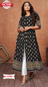 Black Foil Printed Kurthi Gown