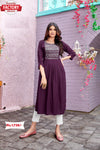 Wine Embroidered Kurthi Top