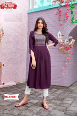 Wine Embroidered Kurthi Top