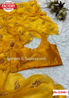 Yellow Georgette Saree With Leaf Sequins Work