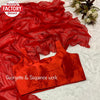 Red Georgette Saree With Leaf Sequins Work