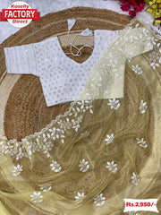 Yellow Pure Organza Embroidered Fancy Saree