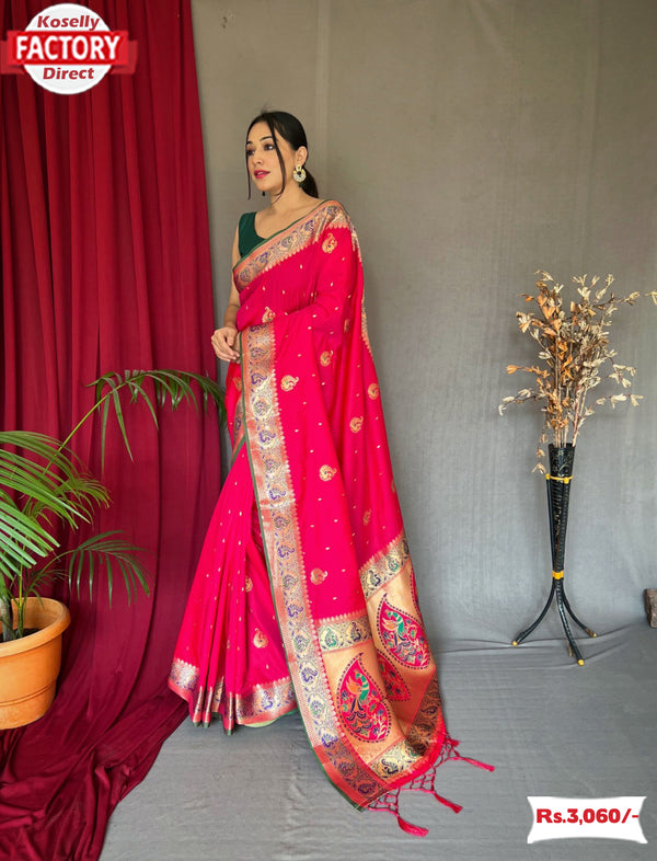 Pink Pure Paithani Silk Saree