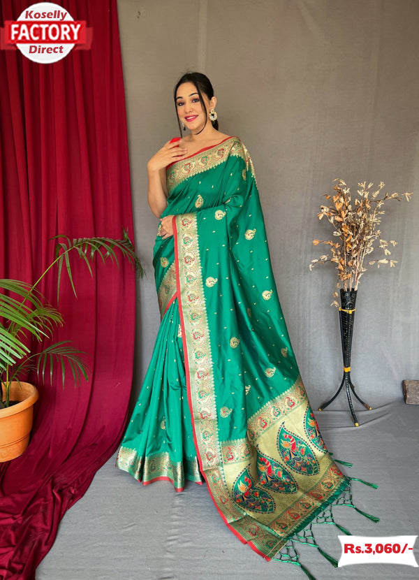 Green Pure Paithani Silk Saree