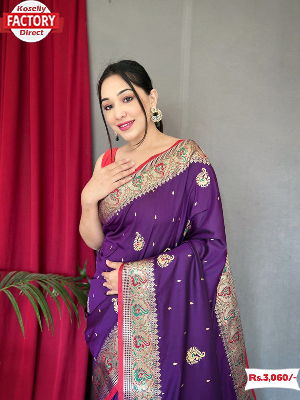 Purple Pure Paithani Silk Saree