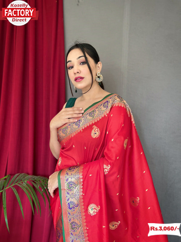 Red Pure Paithani Silk Saree