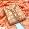 Peach Banarasi Jacquard Kurtha Suruwal Piece With Handwork