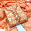 Peach Banarasi Jacquard Kurtha Suruwal Piece With Handwork