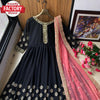 Black Embroidered Anarkali Gown with Fancy Dupatta