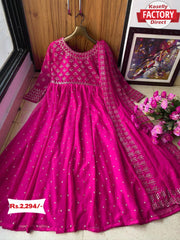 Pink Embroidered Gown with Embroidered Dupatta