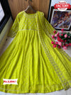 Neon Green Embroidered Gown with Embroidered Dupatta
