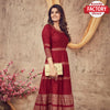 Red Golden Foil Printed Kurthi Gown