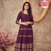 Wine Golden Foil Printed Kurthi Gown