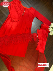 Red Kurtha Pant Dupatta Set